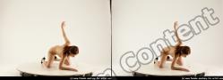 Nude Woman White Kneeling poses - ALL Slim Kneeling poses - on both knees long colored 3D Stereoscopic poses Pinup